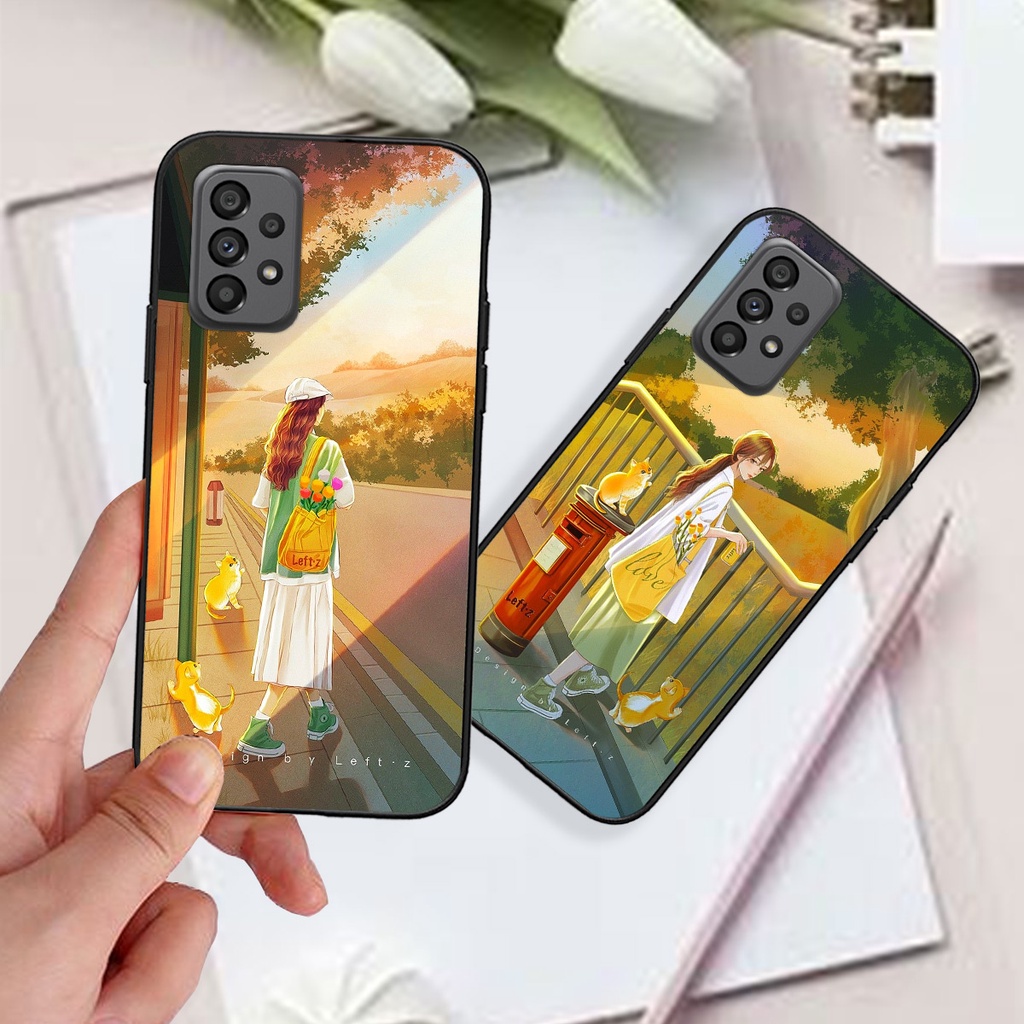 Ốp Samsung A13 / A23 bộ hình cô gái và mèo cưng xinh xắn dễ thương cực đẹp
