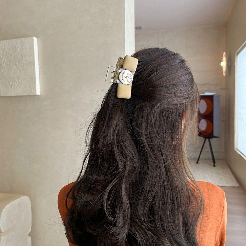 Kẹp Tóc Hình Khối Lập Phương Bằng Nhựa Resin Màu Ngà Thanh Lịch Cho Nữ