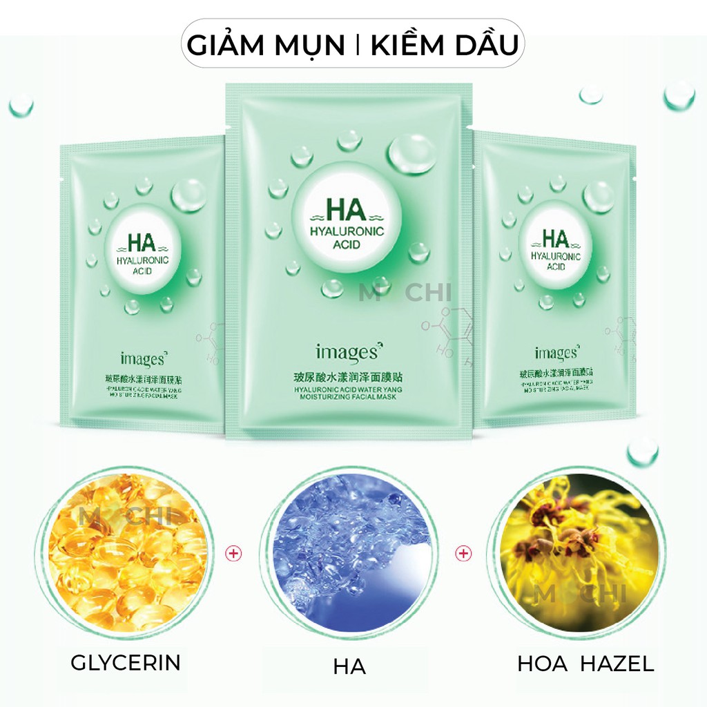 Mặt Nạ Giấy Dưỡng Trắng Da Cấp Ẩm l Giảm Mụn Thải Độc Mask Đắp Mặt HA Images Nội Địa Trung MOCHI SHOP Trà Xanh Tảo Biển