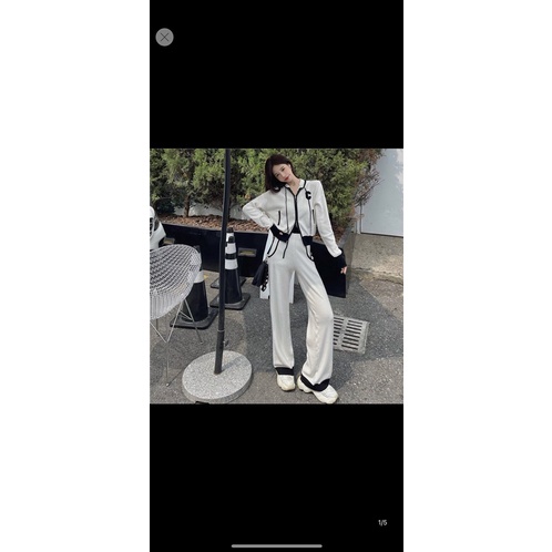 Set bộ mũ khoá chữ C thêu nổi quần ống suông phối