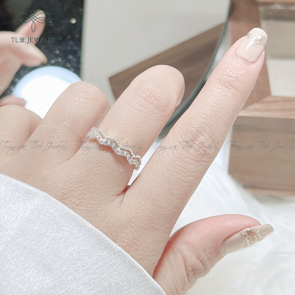 Nhẫn bạc nữ TLEE ziczac hai hàng nạm đá sang trọng NCJ A0169