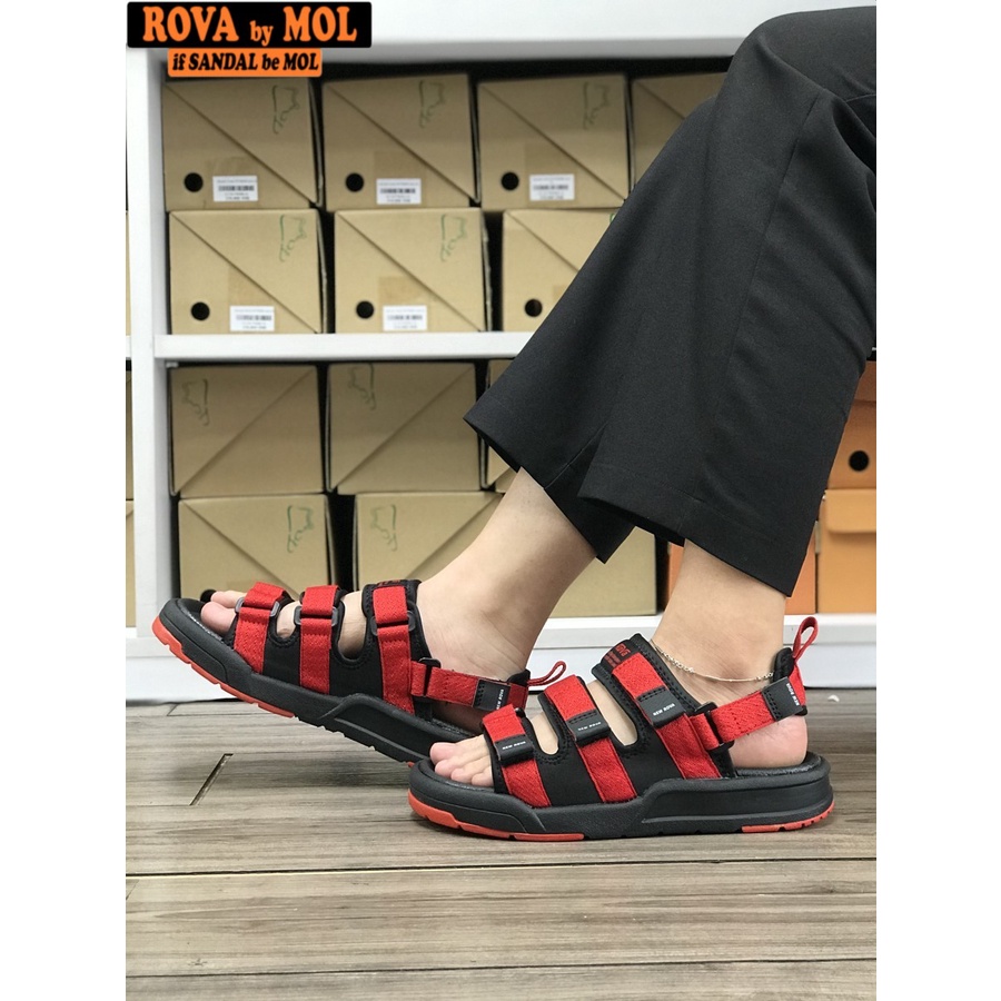 Giày sandal unisex nam nữ 3 quai ngang có quai hậu tháo rời mang đi học đi biển du lịch hiệu Rova RV333-1RB