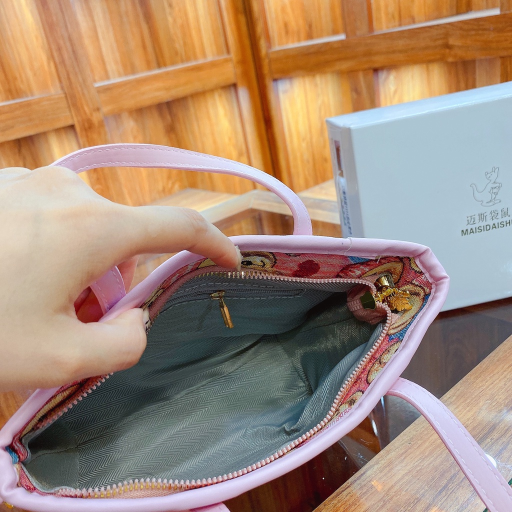 Túi Bucket Đeo Vai / Đeo Chéo Cỡ Lớn Hình Gấu Dễ Thương Có Thể Tháo Rời