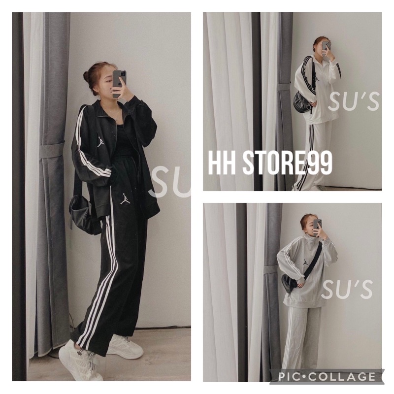 Set Bộ nỉ thể thao nam nữ hình người cổ cao form rộng unisex Đồ bộ thể thao dài taysale