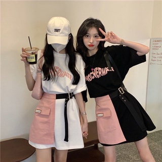 Bộ Áo Thun Tay Ngắn/ Chân Váy/ Dây Cột Tóc Thời Trang Dành Cho Nữ (Có Bán Lẻ)
