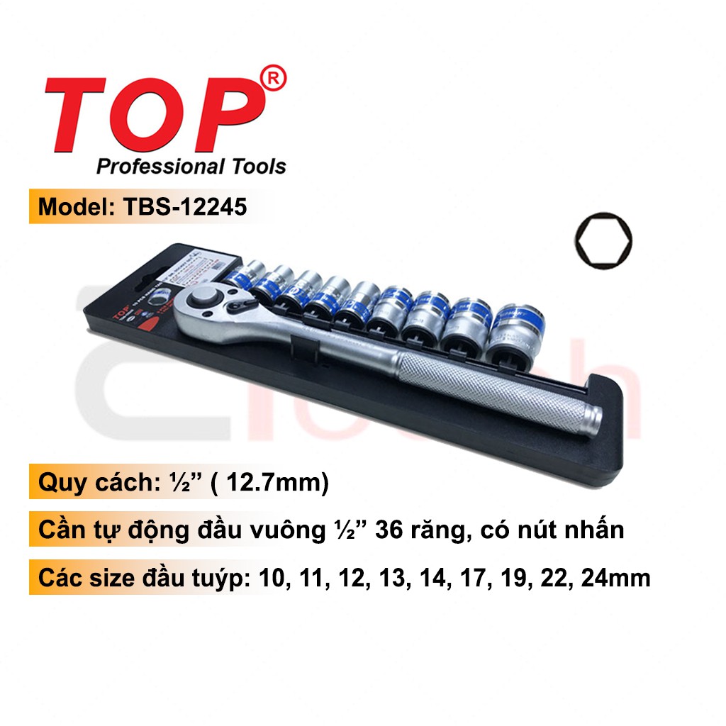 Bộ Tuýp 10 Chi Tiết 1/2 (Cần Tự Động Vuông Nhanh) TOP - TBS-12245