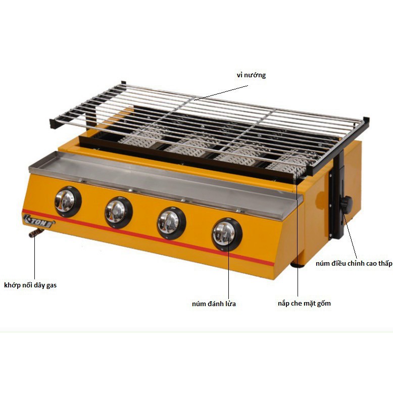 Bếp nướng BBQ 4 họng bằng gas ET-K222 BH Chính Hãng 12 Tháng