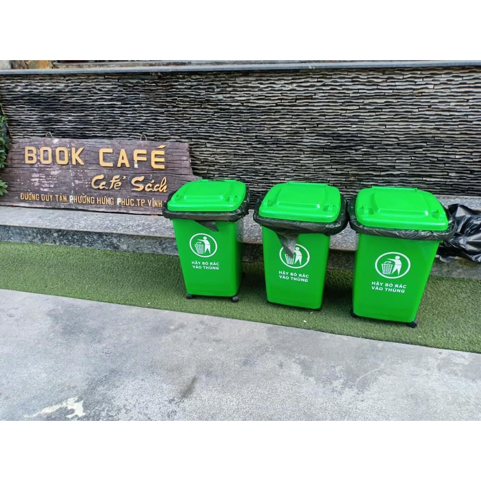 Thùng rác nhựa 60L  dùng cho hộ gia đình, Nhựa HDPE nguyên sinh chịu nhiệt cao