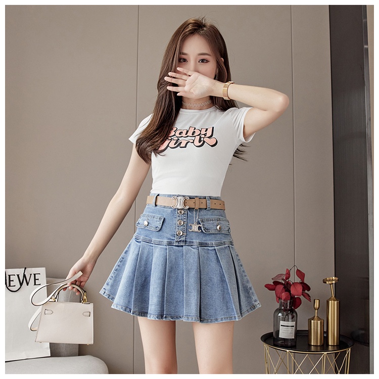 Chân váy nữ, chân váy jeans xếp ly size S M L SKUCV-18A