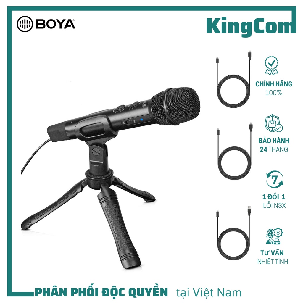 BOYA BY-HM2 - Micro Thu Âm Cầm Tay Dùng Cho Điện Thoại, Máy Tính Bảng IOS, Android, Window & PC - Hàng Chính Hãng