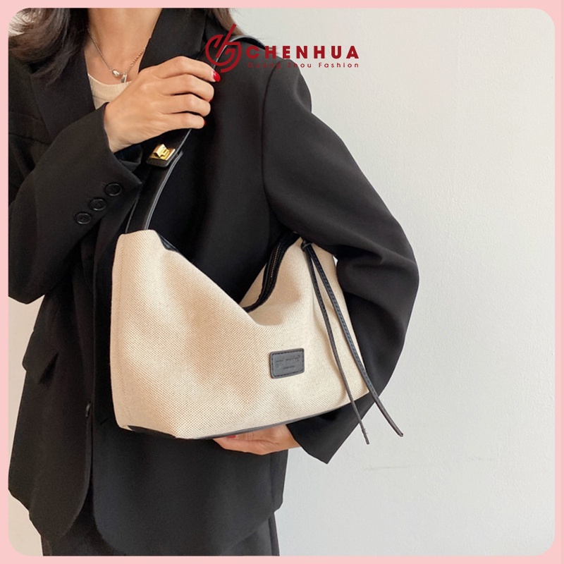 Túi đeo vai túi xách nữ CHEN, túi ví vải canvas Nga dây đeo da Pu cao cấp mang đi làm đi chơi TX119