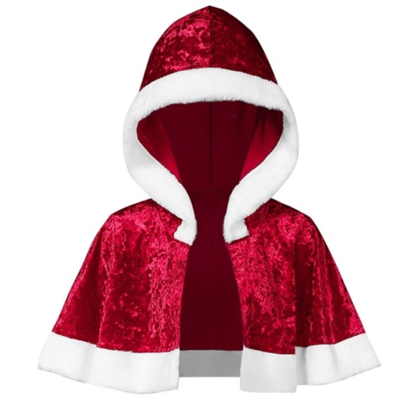 Áo Choàng Nhung Tay Dài Có Nón Hóa Trang Ông Già Noel Phong Cách Gothic Vui Nhộn Cho Nữ
