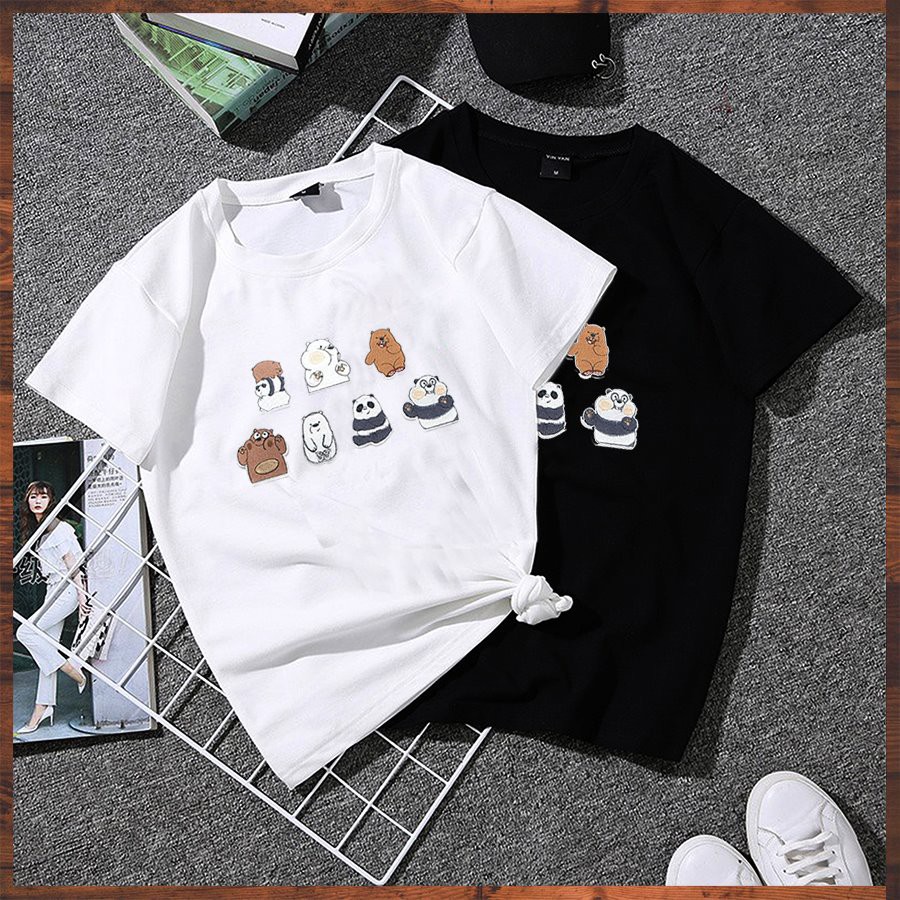 Áo thun nữ form rộng tay lỡ 3 chú gấu dễ thương vải dày mịn 2020TN1036