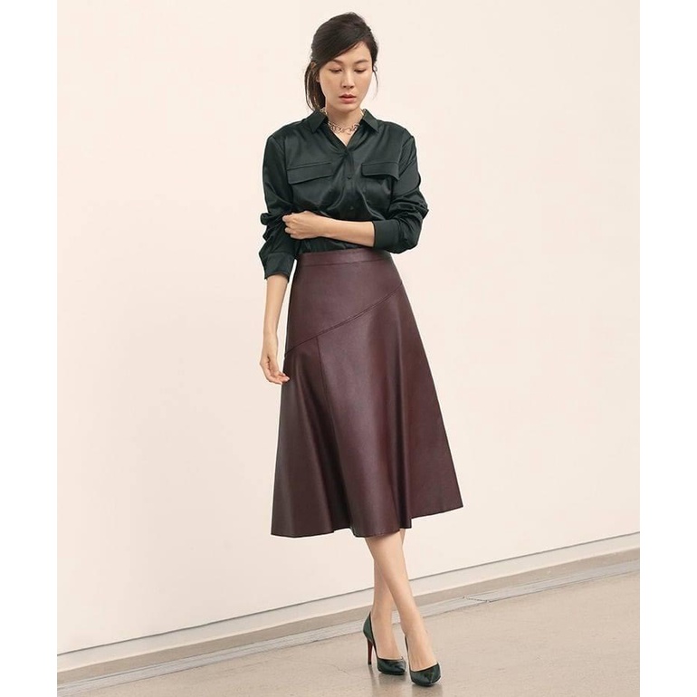 Áo sơ mi nữ Satin pocket shirt Celebshop Edition màu đen trung tính, sang trọng dễ phối đồ ChiDu - TA022
