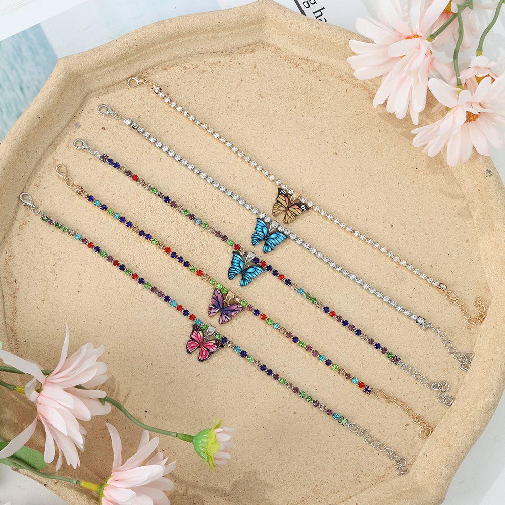 BSUNS Lắc Chân Đính Đá Hình Bướm Phong Cách Boho Thời Trang Đi Biển Mùa Hè