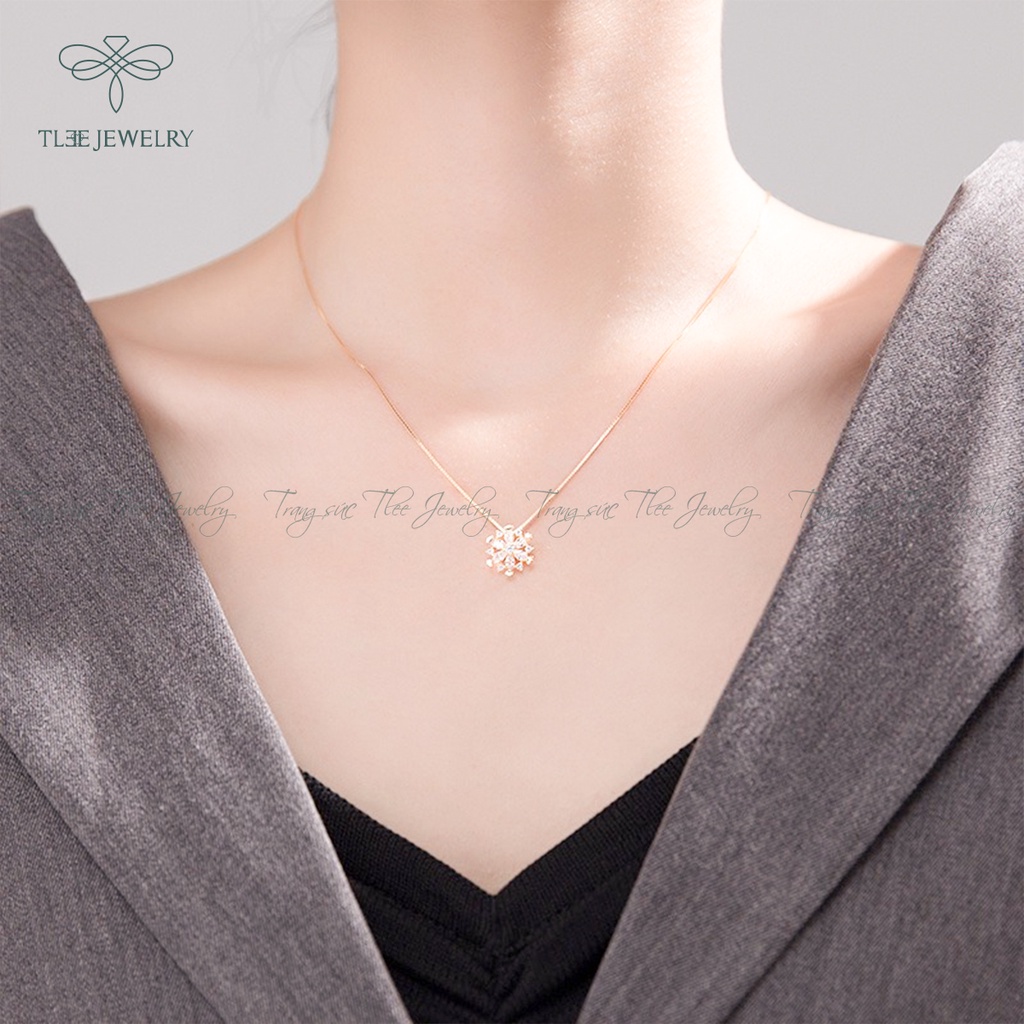 Dây chuyền bạc nữ TLEE mặt hoa tuyết nạm đá lấp lánh NCJ D0103