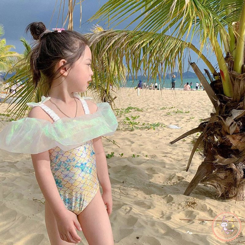 Bộ Đồ Bơi Một Mảnh Không Tay Phối Ren Dành Cho Bé Gái