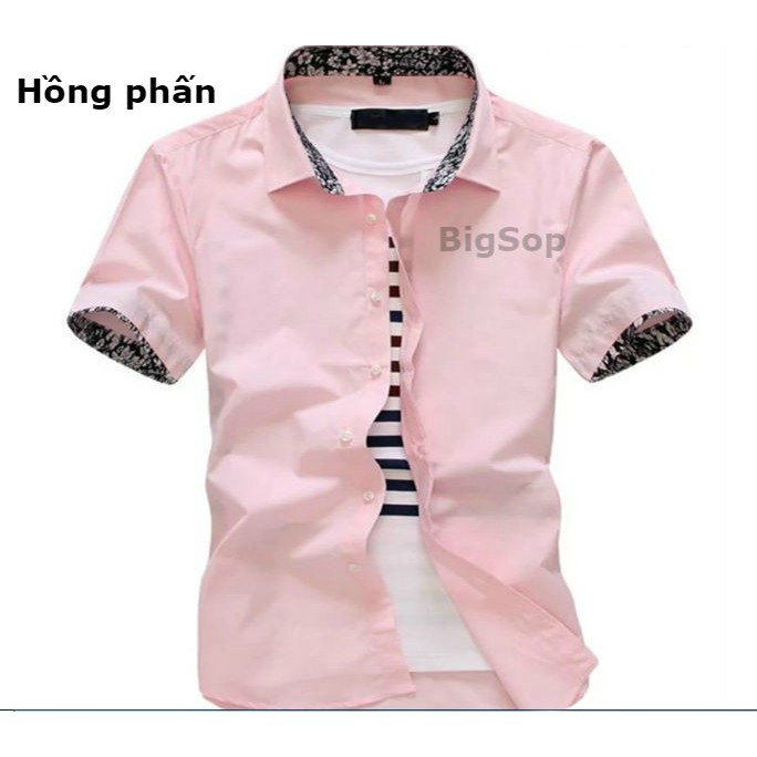 Áo sơ mi ngắn tay body hồng phấn