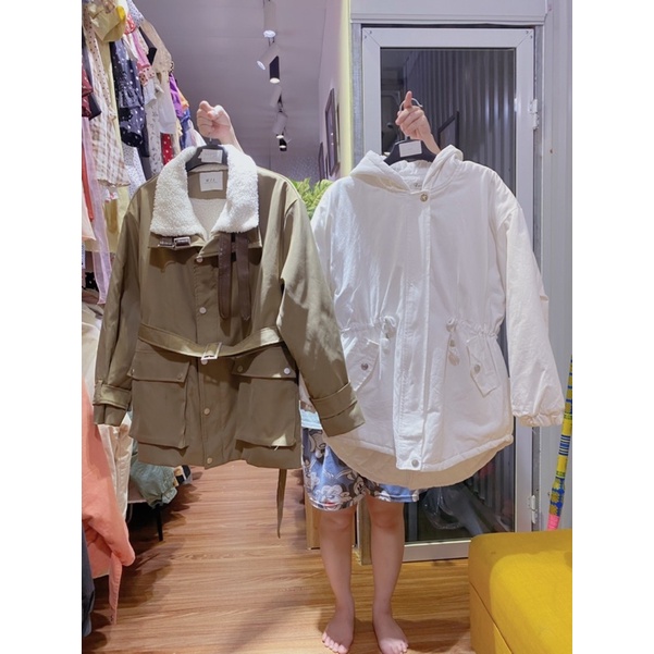 Áo parka lót lông thỏ