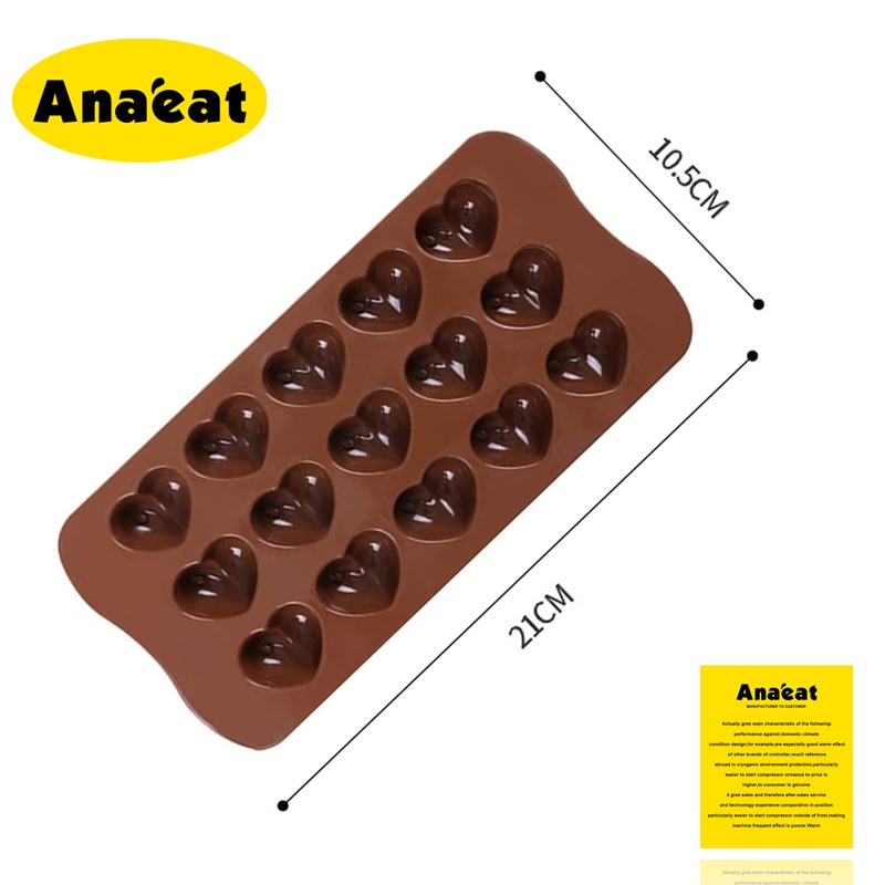 Khuôn Làm Kẹo Sô Cô La Anaeat Chất Liệu Silicon 15 Ô Hình Trái Tim Diy