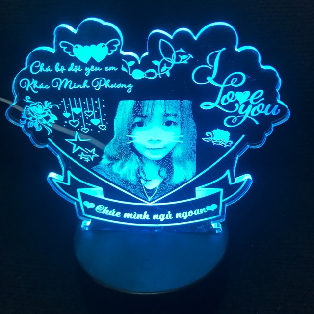 Đèn Led 3d Khắc Hình Ảnh Theo Yêu Cầu  - 16 màu tuỳ chỉnh - Quà tặng từ chú bộ đội