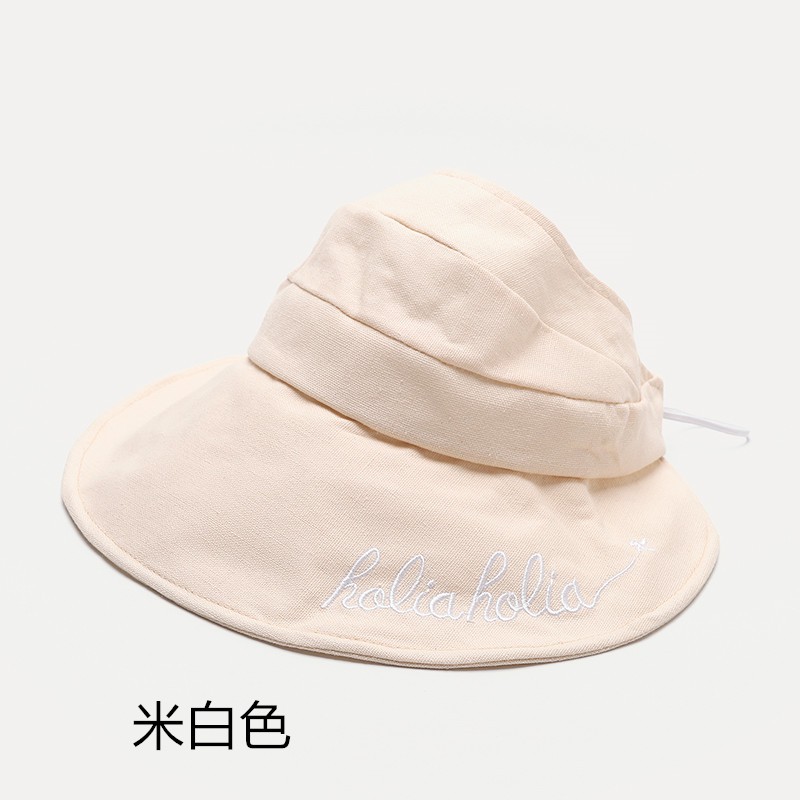 Nón Rộng Vành Hở Chóp Màu Sắc Đơn Giản Chất Liệu Cotton Lanh Thoáng Khí Thời Trang Đi Biển Cho Bé