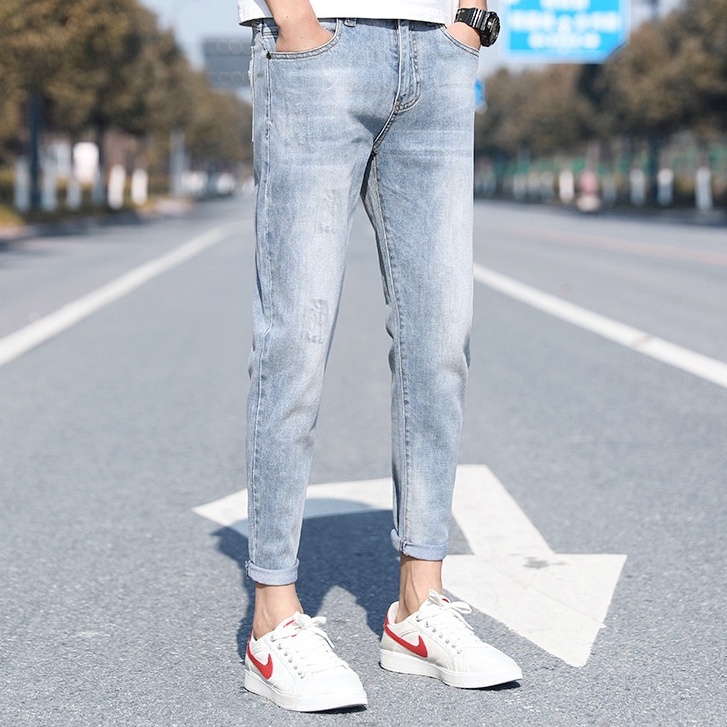 Quần Jeans Nam Xanh Bạc Skinny Ôm Body Chất Co Giãn SZone SQ605
