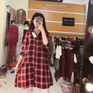 Váy kẻ sơ mi