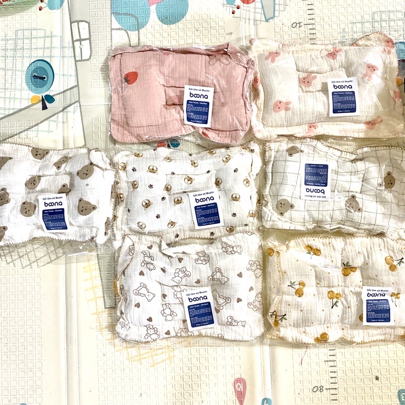 Gối lõm xô Boona cao cấp cho bé, mềm mại, an toàn cho da em bé