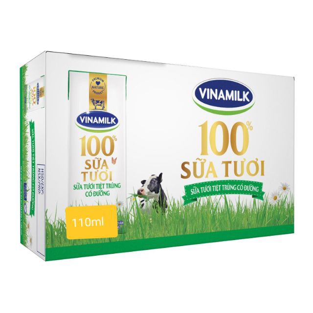 Thùng 48 Hộp Sữa Vinamilk 100% Có Đường 110ml.