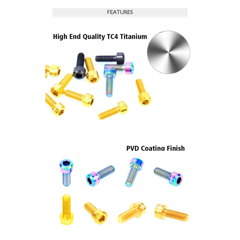 Set 2 Bu Lông Cố Định Tay Phanh Xe Đạp Bằng Titan 4 Màu m5*14mm