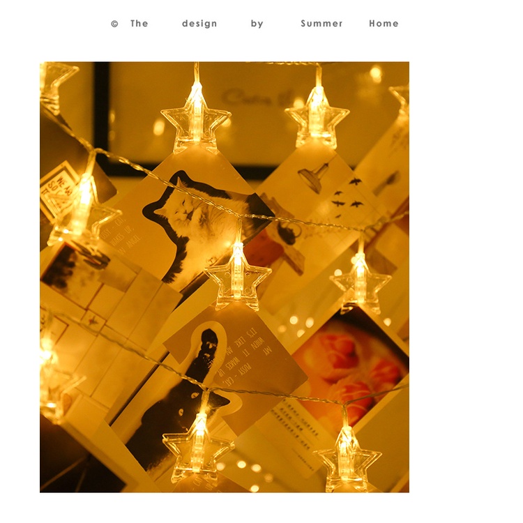 Dây Đèn Led Hình Ngôi Sao Có Kẹp Gắn Ảnh Trang Trí Tiệc,làm đèn decor giáng sinh, noel SUNMET