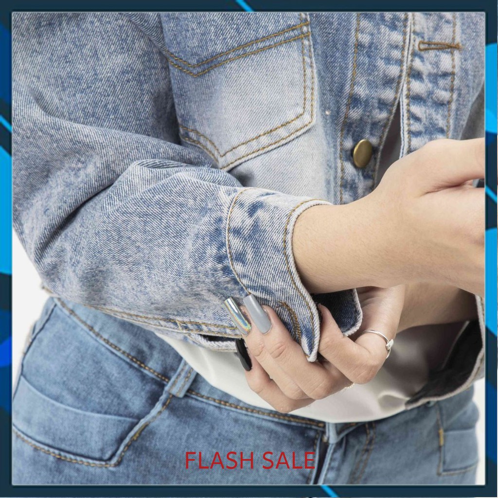 Áo khoác Jean Nữ xẻ sau, áo khoác bò cá tính cho Nữ examtishop