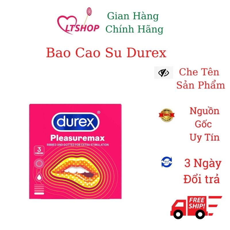 Bao Cao Su gân gai  Durex Pleasuremax hộp 3 cái