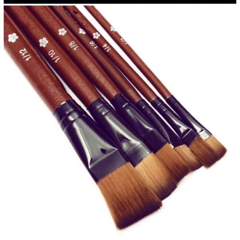Bộ cọ vẽ màu nước 6 cây Sakura nâu lông mềm