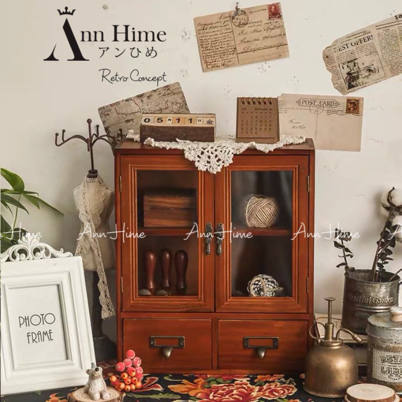 Tủ Gỗ Mini Nhỏ Để Bàn Vintage Retro Đựng Đồ Decor Tiện Dụng AnnHime SP10