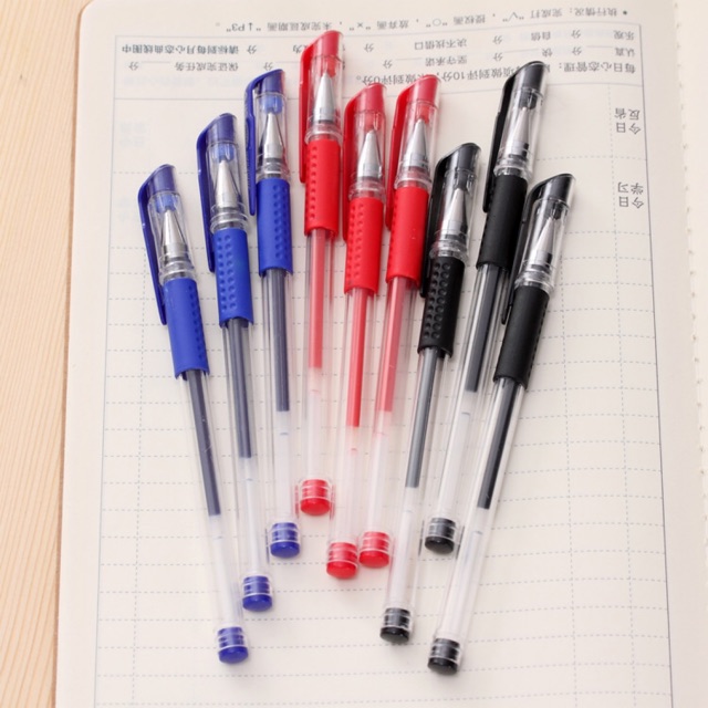 Set 20 bút bi nước mực gel Pison đen đỏ xanh ngòi kim 0.38mm - PVN1677 - 1 bộ