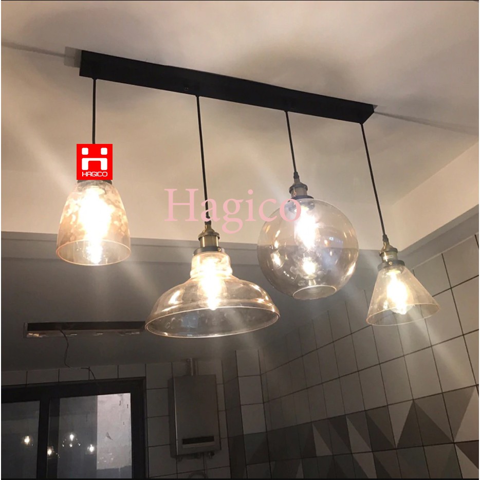Đèn trang trí thả trần đơn chao thuỷ tinh màu trà THCN67