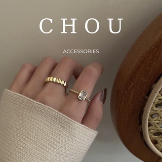 Set 2 nhẫn đính đá vuông | chou accessories |