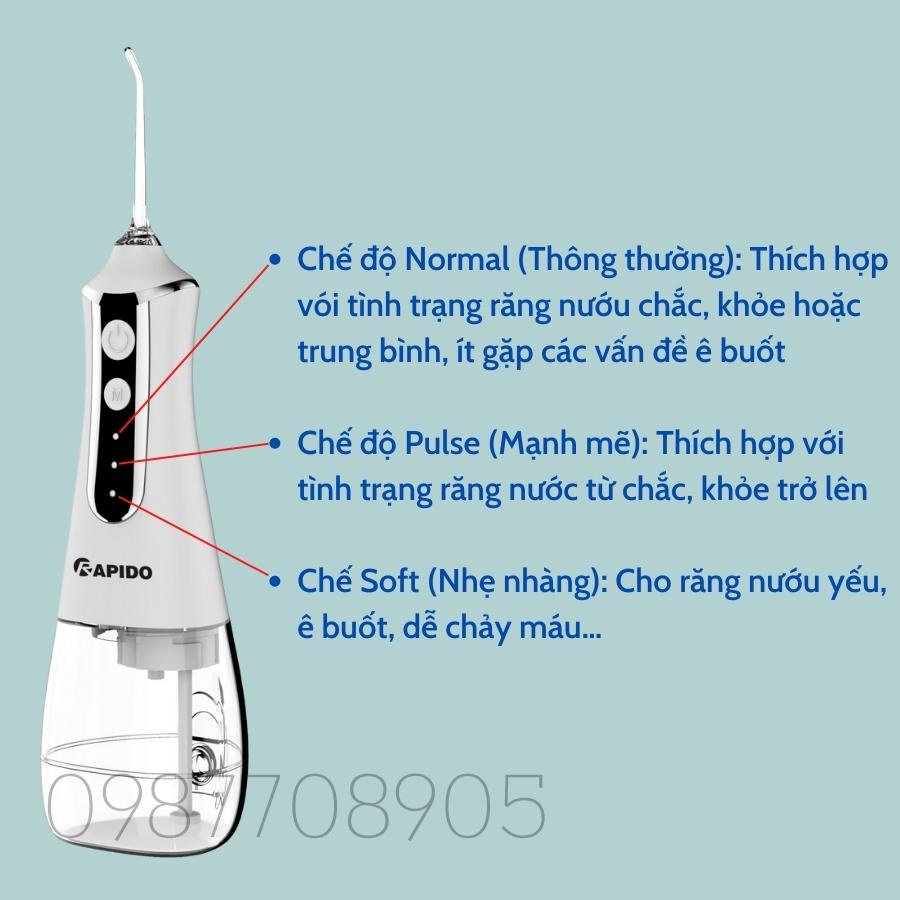 Máy tăm nước cầm tay Rapido, bảo hành chính hãng 12 tháng