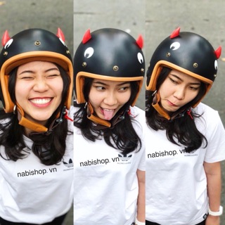 Nón bảo hiểm 3/4 thú sừng đỏ cực yêu