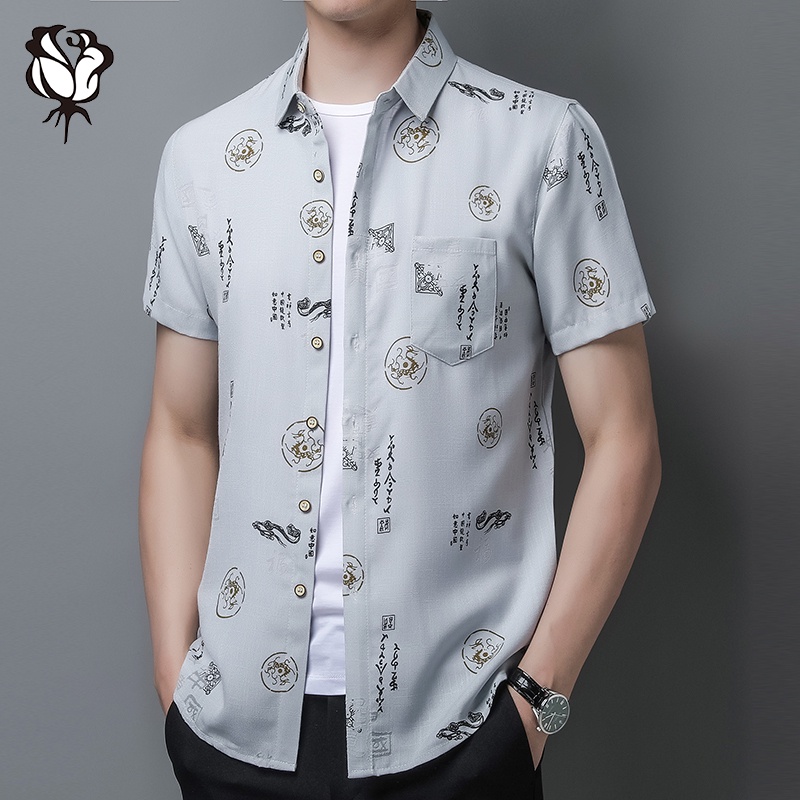 Áo Sơ Mi Cotton Ngắn Tay Phong Cách Vintage Thời Trang Cho Nam