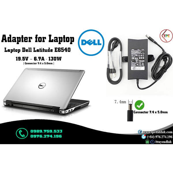 Sạc Laptop Dell Laititude E6540 Original | Adapter Dell 19.5V - 6.7A - 130W ( Connector 7.4 x 5.0mm )