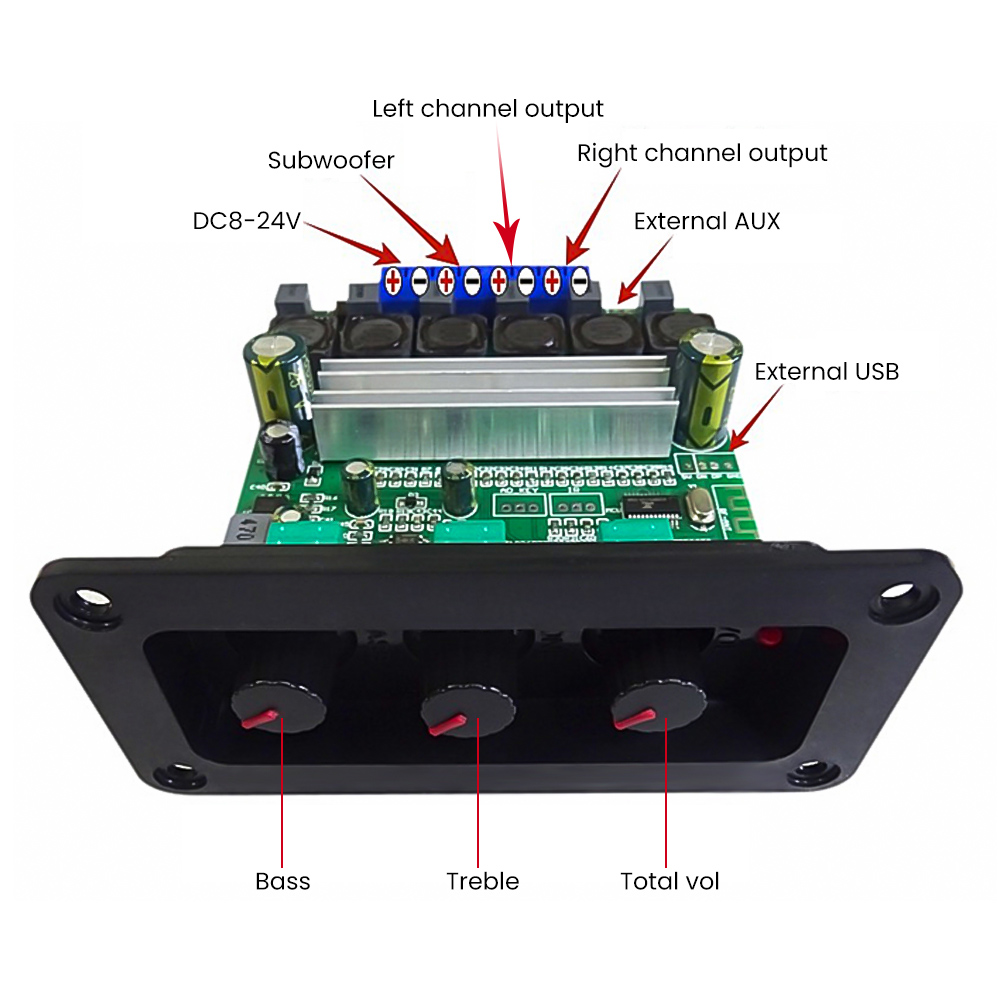 Bo Mạch Khuếch Đại Công Suất AIYIMA TPA3116D2 Loa Siêu Trầm Bluetooth 5.0 2×50+100W 2.1