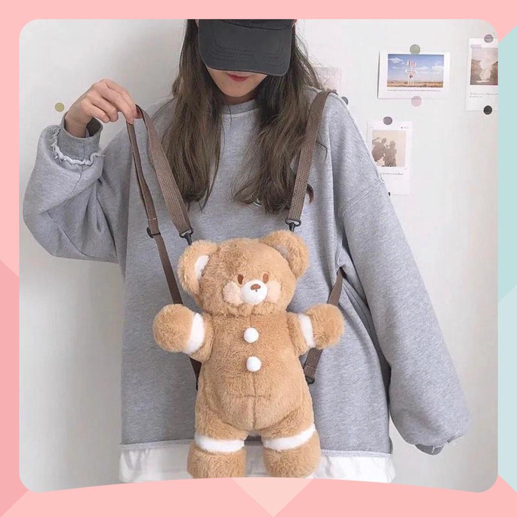 Balo Gấu Bông Hình Con Gấu Dễ Thương - Túi Đeo Chéo Gấu Trúc Nâu Xinh Xắn ĐEO ĐƯỢC 2 KIỂU