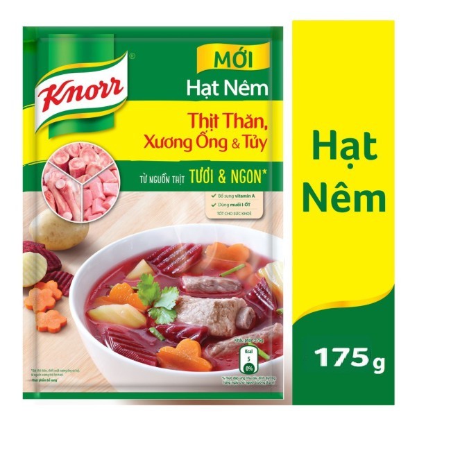 Hạt Nêm Knorr Thịt Thăn, Xương Ống và Tủy Bổ Sung Vitamin A 175g