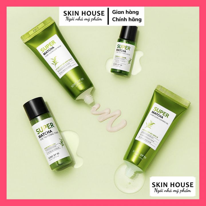 Bộ Kit Some By Mi Thu Nhỏ Lỗ Chân Lông, Giảm Dầu Nhờn 4 Món Super Matcha Pore Care Starter Kit