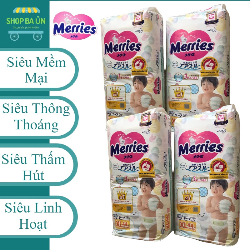 [HCM] COMBO 2 gói Tã/Bỉm DÁN Merries nội địa Nhật Size NB90/S82/M64/L54/XL44.