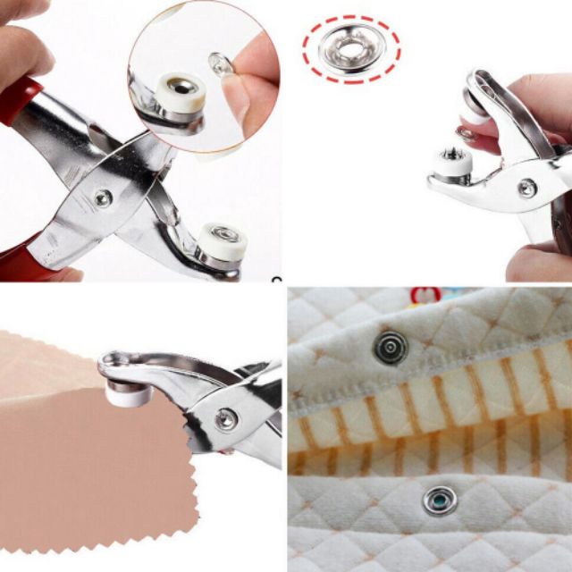 Kìm bấm cúc vành và 100 cúc vành màu