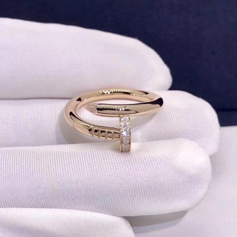 Nhẫn Thép Titan Mạ Vàng Hồng 18k Đính Kim Cương Giả Không Phai Màu Thời Trang Dễ Phối Đồ